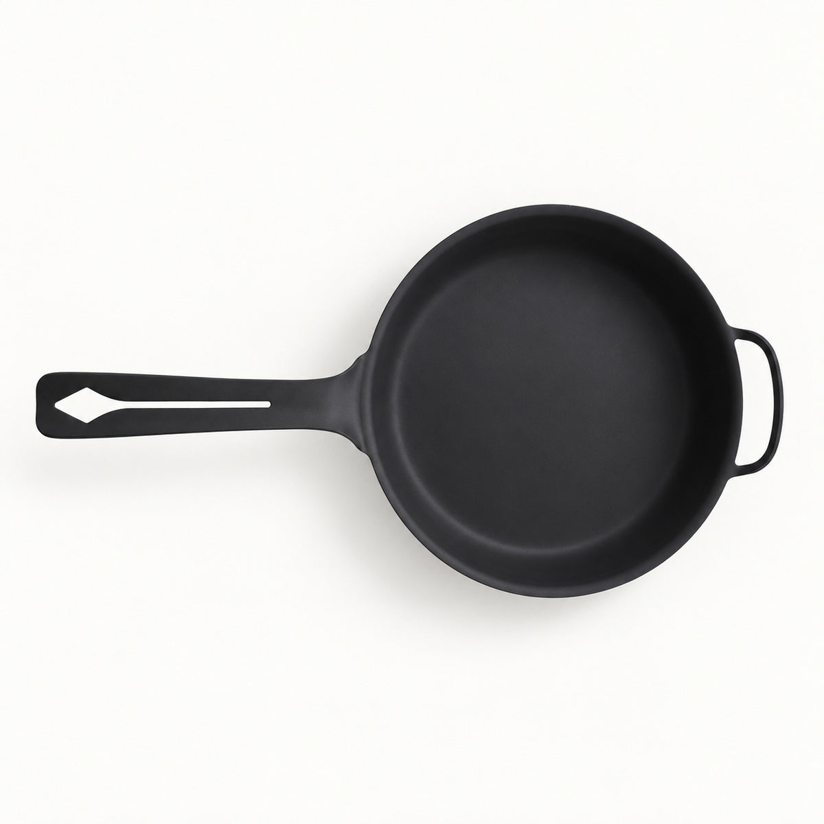 Yahgan Black Series 30cm carbon steel pan from above, showing the flat cooking surface